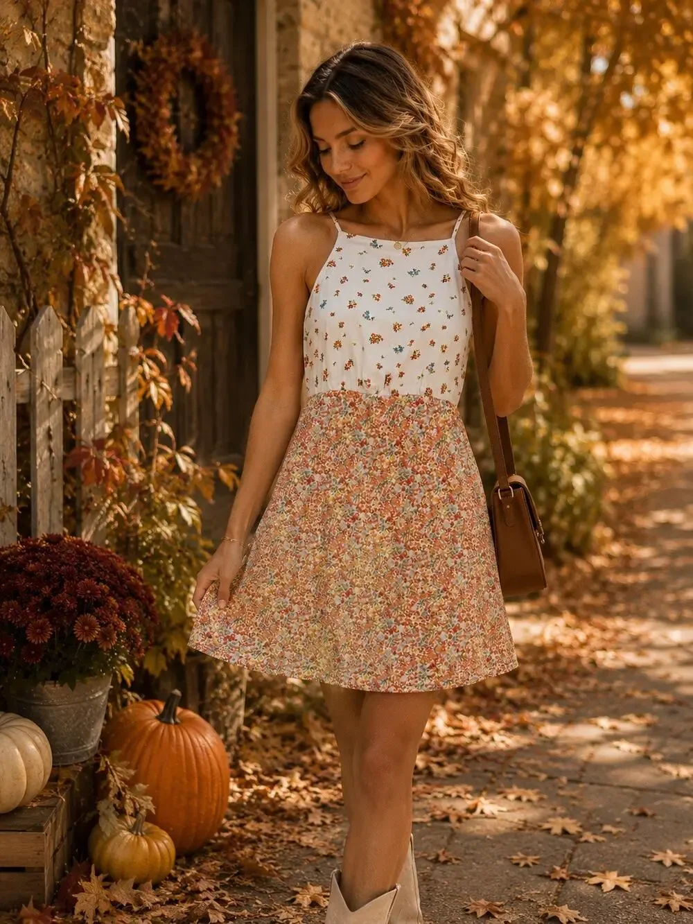 American Eagle Floral Linen Blend High Neck Mini Dress Women’s M Cottagecore